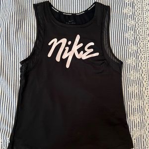 Black Nike Running Tank Top with Mesh Detail